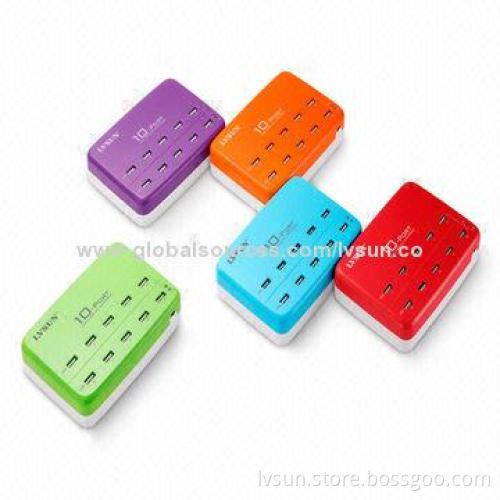 10-port USB Charger, Can Charge 10 Sets of Mobile Phones or 5 Sets of iPad Simultaneously